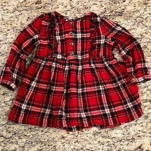 Cat & Jack Red Plaid Long Sleeve Dress Size 18M Black Gold Christmas Holiday New
